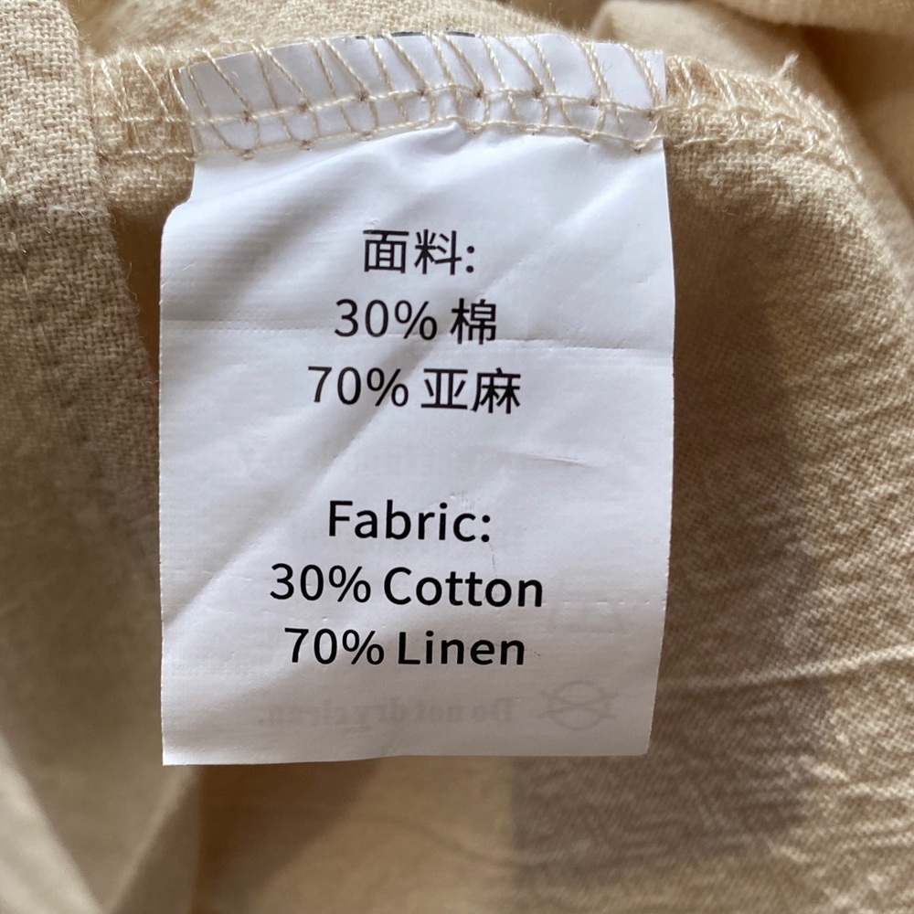 Men’s Beige Linen Cotton Button-Up Shirt | XXL | Neutral Minimal - Picture 6 of 8